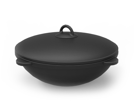 Казан чугунный 12 литров, Grillver (Россия, Балезино) с крышкой и ручками  